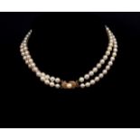Vintage double strand pearl choker necklace