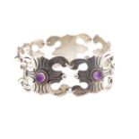 Vintage silver and amethyst panelled bracelet