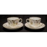 Pair Victorian hand painted teacups and saucers