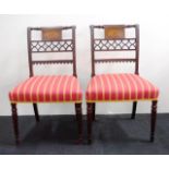 Pair of George III Sheraton inlaid mahogany chairs