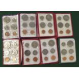 Eight Australian UNC coin year sets