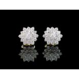 1.04ct diamond set 18ct gold cluster stud earrings
