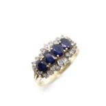 Sapphire and diamond set 14ct yellow gold ring