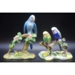Two Budgerigar porcelain figurines