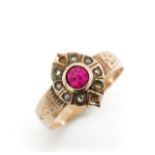Antique 14ct yellow gold and synthetic ruby ring