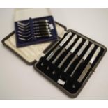 Cased set six Mother of Pearl handle tea knives