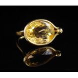 Georg Jensen citrine and 18ct yellow gold ring