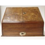 Victorian burr walnut desk top stationary box