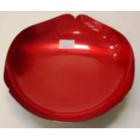 Danish silver plate red enamel bowl