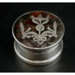 Sterling silver and tortoiseshell pill box