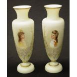 Pair antique glass portrait vases