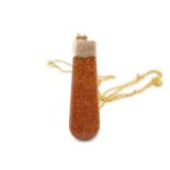 Antique goldstone and rose gold fob pendant