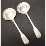 Pair Victorian sterling silver sauce ladles