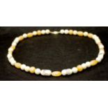 Good Chinese engraved ivory & stone necklace