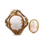 Two Antique cameo brooches