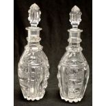 Pair Victorian crystal liqueur decanters
