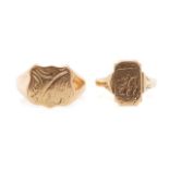 Two 9ct rose gold signet rings