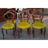 Set of 6 walnut balloon back chairs