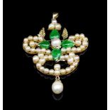 Antique Chinese gold & seed pearl pendant