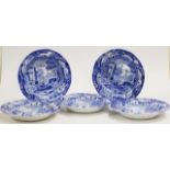 Set of 5 early Spode blue & white soup bowls