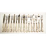 Set eight silver plate fish knives & forks