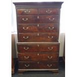 Late Georgian mahogany secretaire chest on chest