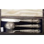 Victorian sterling silver cased christening set