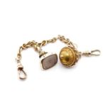 Antique gold fob charms and gold attachment chain