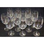 Twelve large Reidel crystal wine glasses