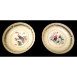 Pair Chinese hand painted ivory pin dishes