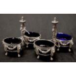 Pair of antique silver plated open salts