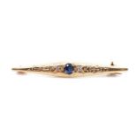 Antique sapphire and diamond set rose gold brooch