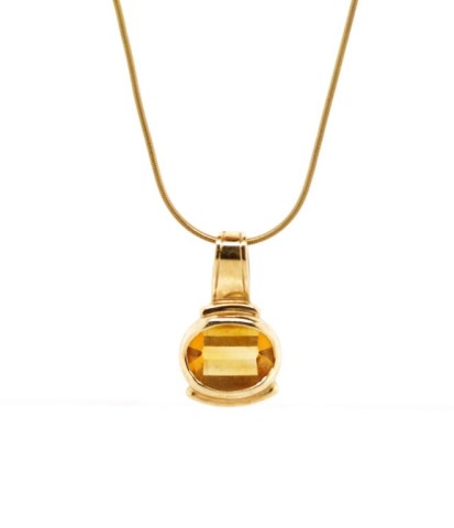 Citrine set yellow gold pendant and chain - Image 3 of 4