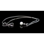 Pearl and diamond set 18ct white gold necklace