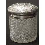 Antique silver & crystal toilet jar