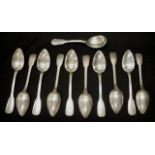 Set ten German silver dessert spoons