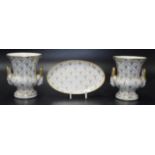 Le Tallec Limoges dish & pair of urn vases