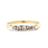 Antique five stone diamond and 18ct gold ring