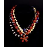 Four gemstone beaded necklaces