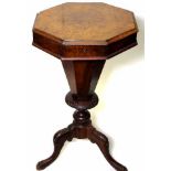 Victorian walnut trumpet shaped sewing table