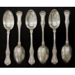 Six sterling silver Queen's pattern dessert spoons