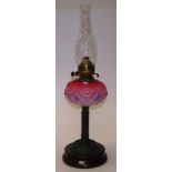 Antique glass & brass banquet lamp