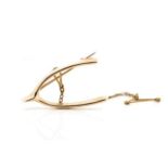 Antique 15ct rose gold wishbone brooch