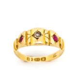 Victorian ruby, diamond and 18ct yellow gold ring