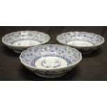 Set three vintage Japanese ceramic bowls