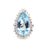 Aquamarine and diamond set 18ct white gold ring