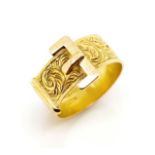 Antique Australian 15ct yellow gold buckle ring