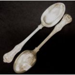 Pair Queen's pattern silver serving spoons