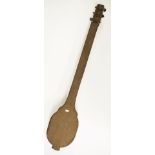 Vintage Nepalese long neck wooden lute