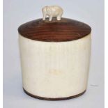 Antique Ivory jar, with hardwood lid